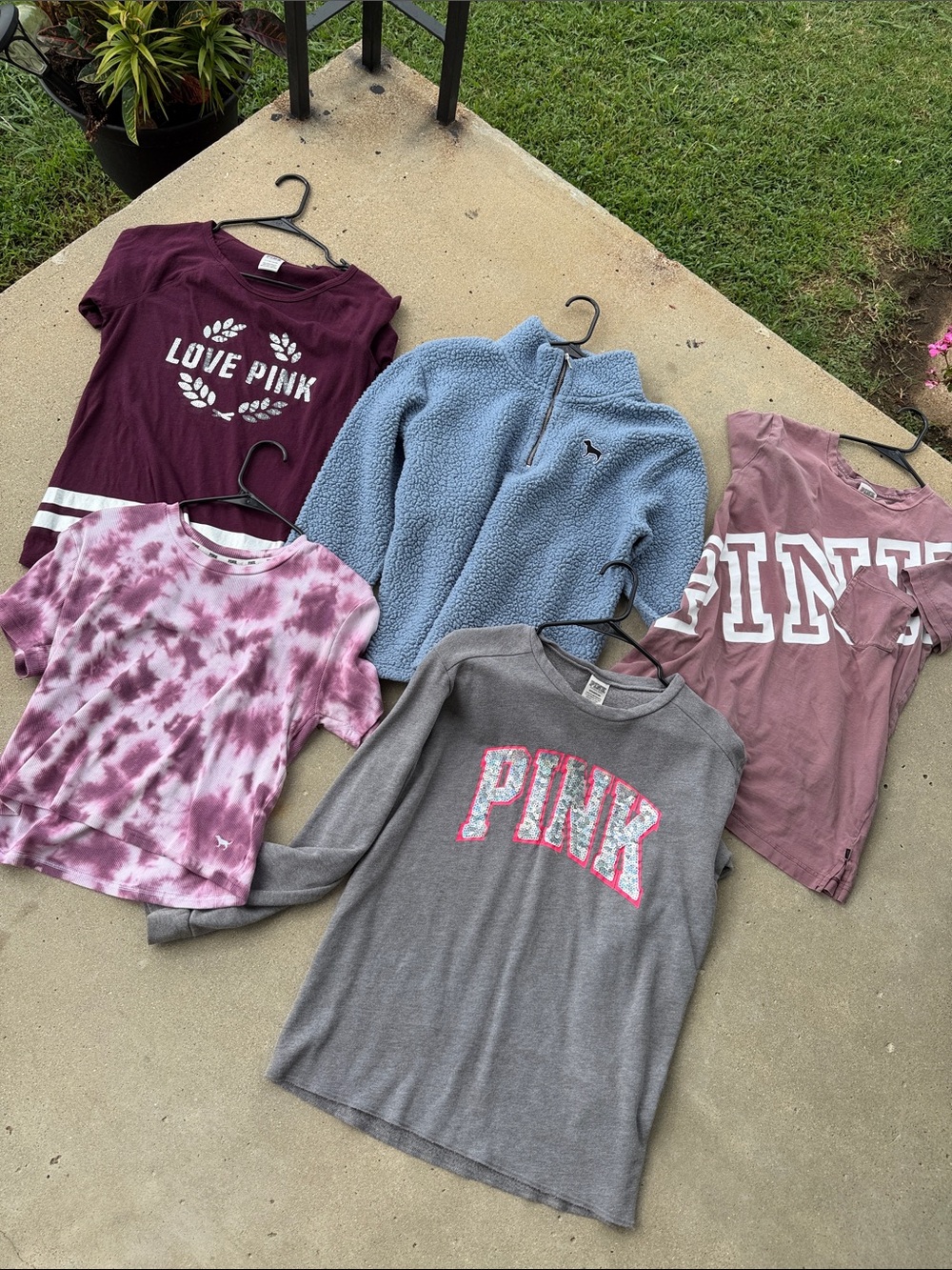 PINK Assorted Tops Bundle - Maroon, Dusty Pink, Tie-Dye Pink, Gray, Light Blue